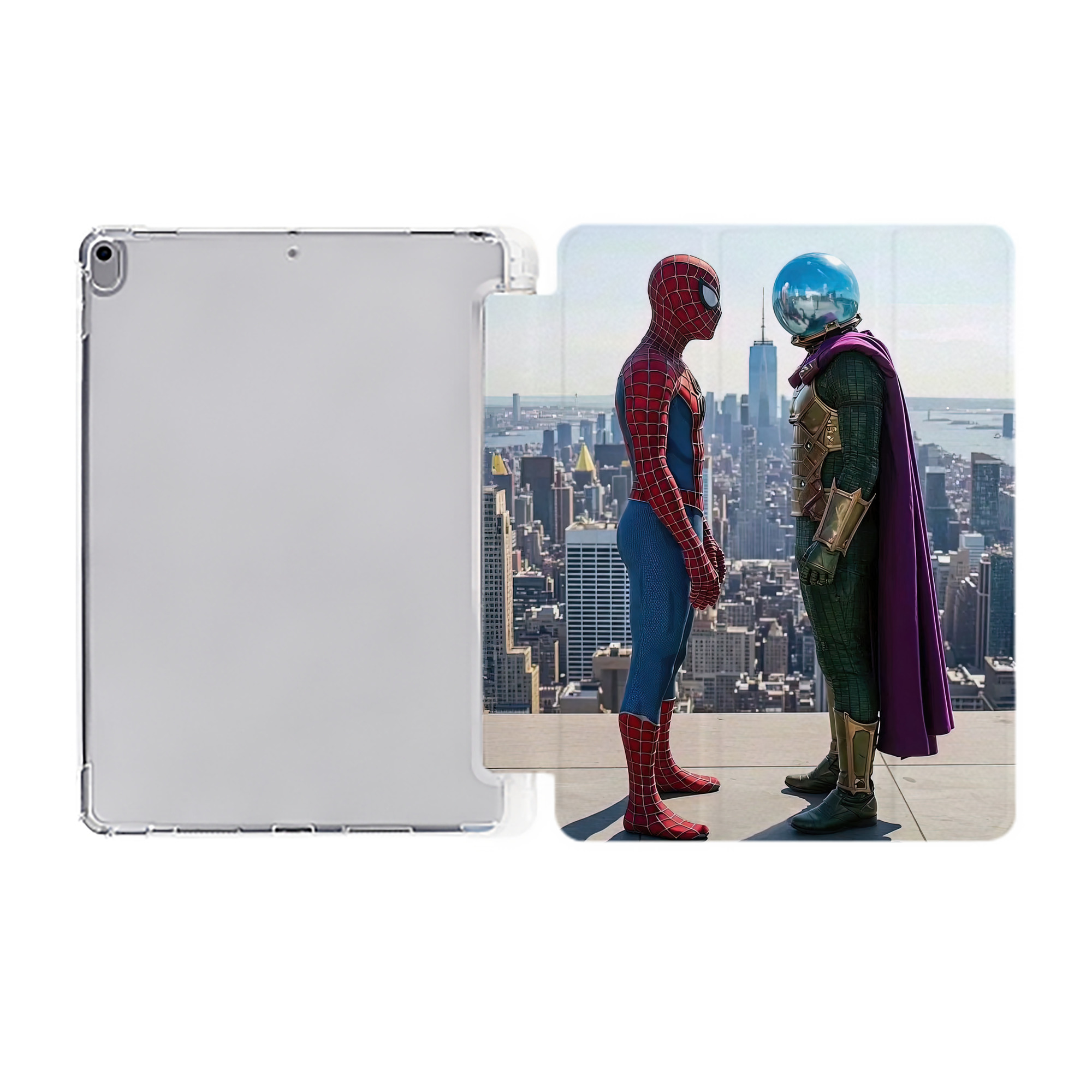 （画像用） Spider Man スパイダーマン IPad ケース ペン収納付き 三つ折りスタンド PUレザー×シリコン 対応機種9.5/10.5/10.9インチ